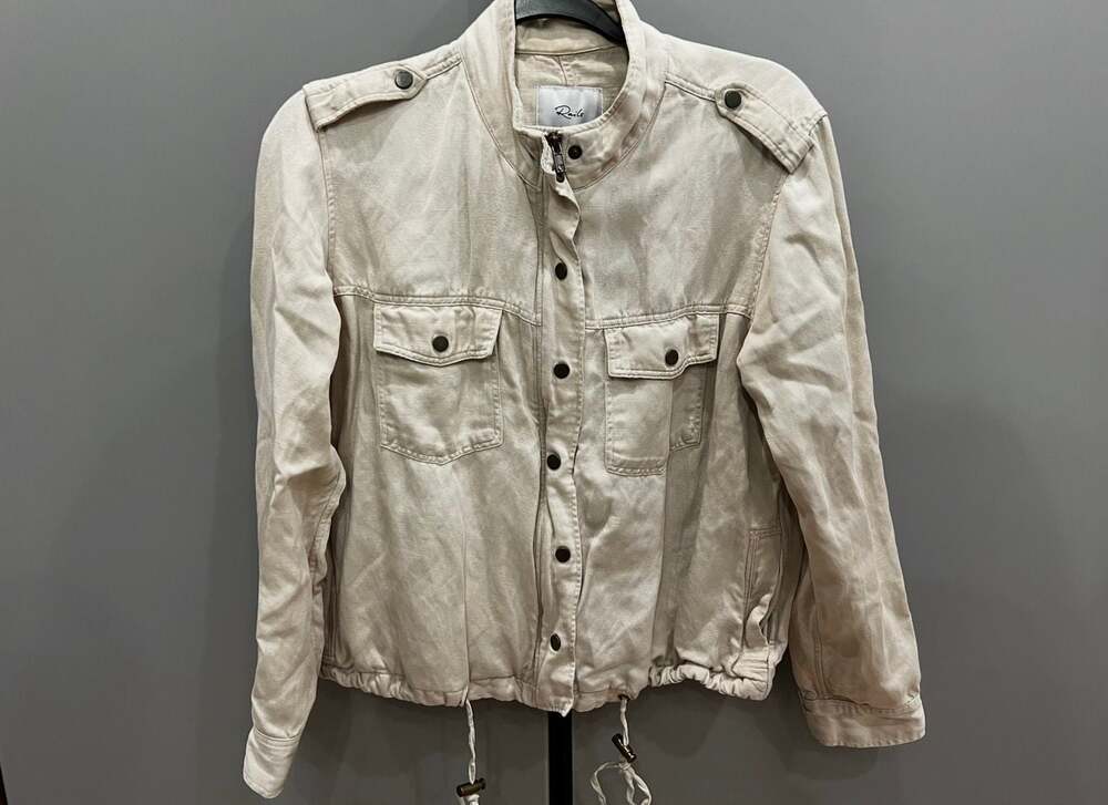 Rails Collins Utility Military Jacket in Bone Bone Linen Blend Size Medium